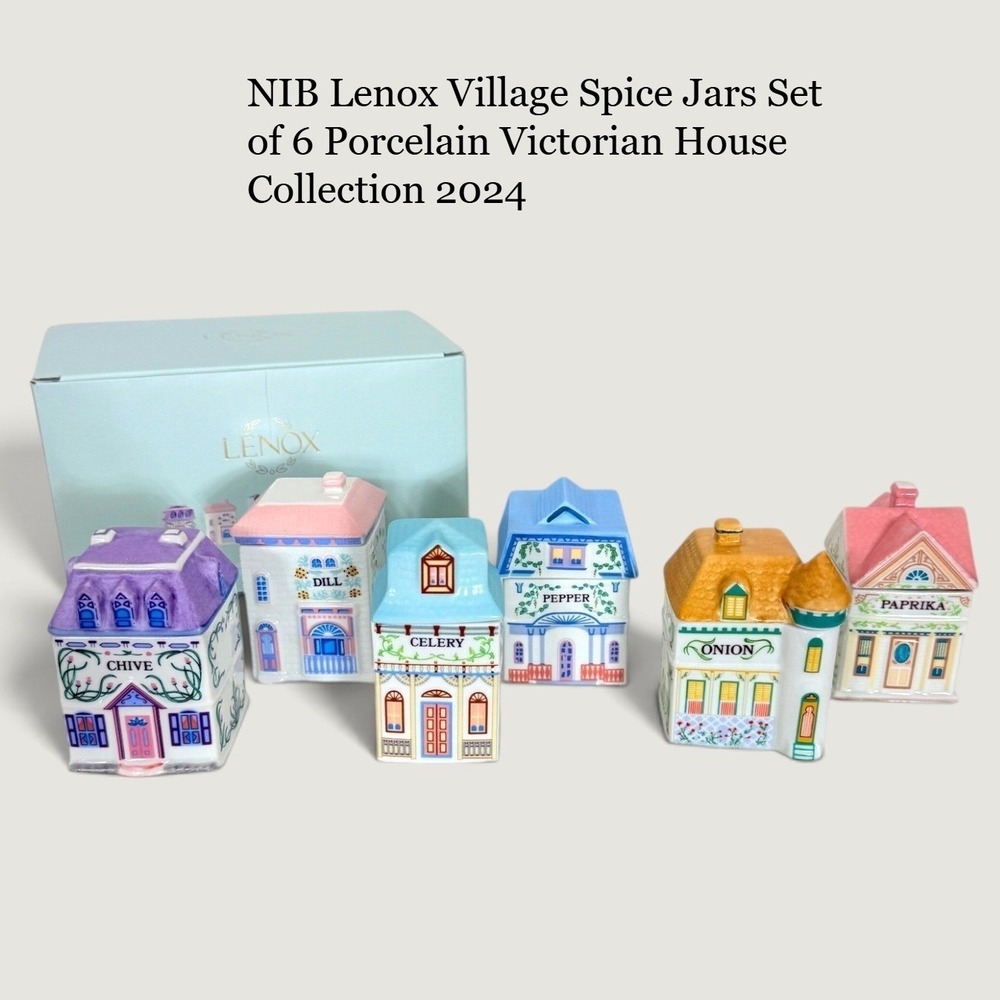 NIB Lenox Village Spice Jars Set of 6 Porcelain Victorian House Collection 2024